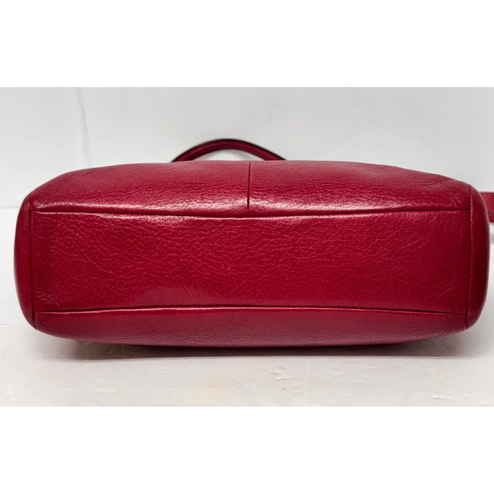 Coach Kelsey Satchel Red Pebbled Leather Gold Hardware Tote Bag Handbag